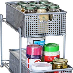 DecoBros 2 Tier Mesh Sliding Cabinet Basket